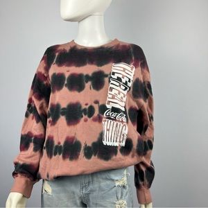 Women Tie Dye Coca Cola Sweatshirt Pink Size L